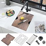 15 Inch Bar Sink Undermount - iAnomla 15 x 19 Inch Undermount Kitchen Sink Black Stainless Steel Workstation Kitchen Sink Small Bar Prep Sink 16 Gauge Single Bowl Small Rv Kitchen Sink
