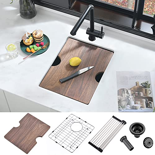 15 Inch Bar Sink Undermount - iAnomla 15 x 19 Inch Undermount Kitchen Sink Black Stainless Steel Workstation Kitchen Sink Small Bar Prep Sink 16 Gauge Single Bowl Small Rv Kitchen Sink