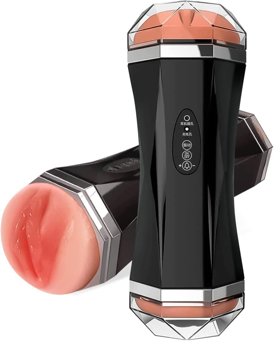 Askany Men's Black 2 In 1 Masturbator Cup 8 Vibration Modes | Usb Charging Realistic Penis Stroker, Blowjob Suction Vaginal Pocket Pussy, Voice Sound, Rechargable Waterproof Orgasm Sex Toy For