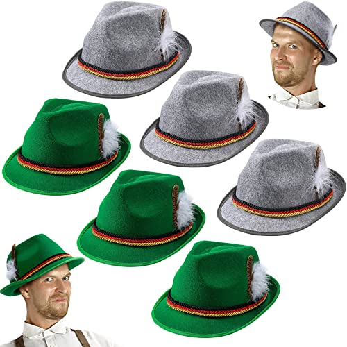 Image of Funtery 6 Pcs Oktoberfest Hats for Men German Hats Felt Bavarian Costume Accessories for Adults Unisex Party