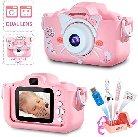 Goopow Kids Camera Toys for 3-8 Year Old Boys,Children Digital Video Camcorder Camera with Cartoon Soft Silicone Cover, Best Christmas Birthday Festival Gift for Kids – 32G SD Card Included