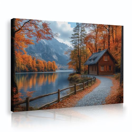 Toile maison du lac et forêt automnale pour créer un cocon relaxant dans votre chambre