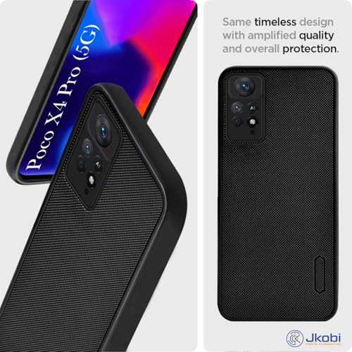 Image of Jkobi Back Case Cover for Poco X4 Pro 5G (Textured Grip Design | Camera Protetion | Slim and Light Weight | Soft Touch and Feel | Black)