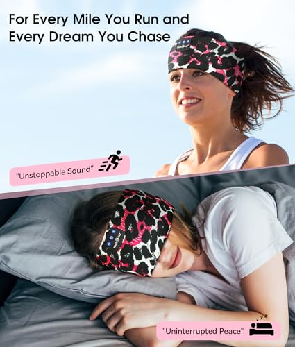 Image of MUSICOZY Sleep Headphones Bluetooth 5.4 Headband, Wireless Earphones Music Sleep Earbuds Sleeping Eye Mask with HD Stereo Speakers for Workout Running Travel Yoga, Ideal Gifts (Black Red Lip)