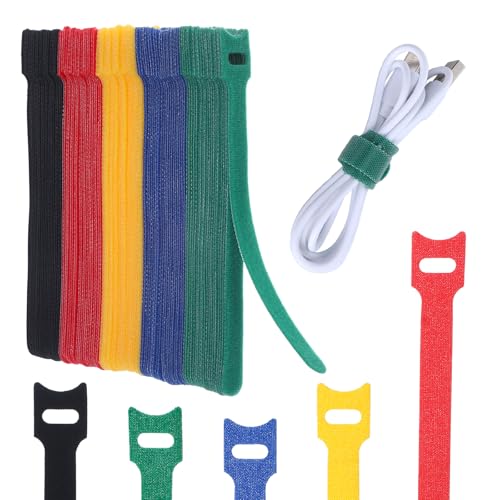 100 Piezas 12 mm*150 mm Piezas Bridas Reutilizables Bridas Metalicas Organizador Cables Sujeta Cables Adhesivo Sujetacables Cable Ties Recogedor De Cables Guardacables Bridas Para Cables（5 Colores)
