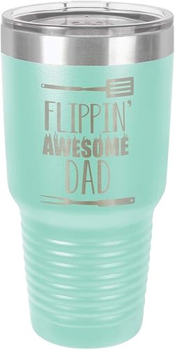 Miniatura 18 de Vaso con pajita de 30 onzas FLIPPIN DAD Taza de viaje grabada con láser con citas para asar Comparar con Yeti Rambler Mejor idea de regalo