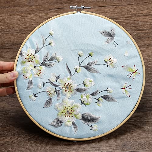 Image of PATIKIL 12 Pieces 8 Inch Embroidery Hoops Round Adjustable Bamboo Circle Cross Stitch Hoop Ring Bulk for Embroidery Art Craft Handy Sewing Decoration