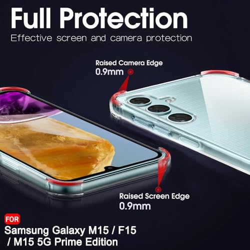 Image of TheGiftKart Crystal Clear Back Cover Case for Samsung Galaxy M15 / F15 / M15 5G Prime Edition | 360 Degree Protection | Shock Proof Design | Transparent Back Cover Case (PC & TPU, Transparent Bumper)