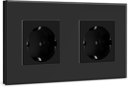 BSEED Doppel Steckdose aus Glas mit Kristallplatte, 16A EU Standard