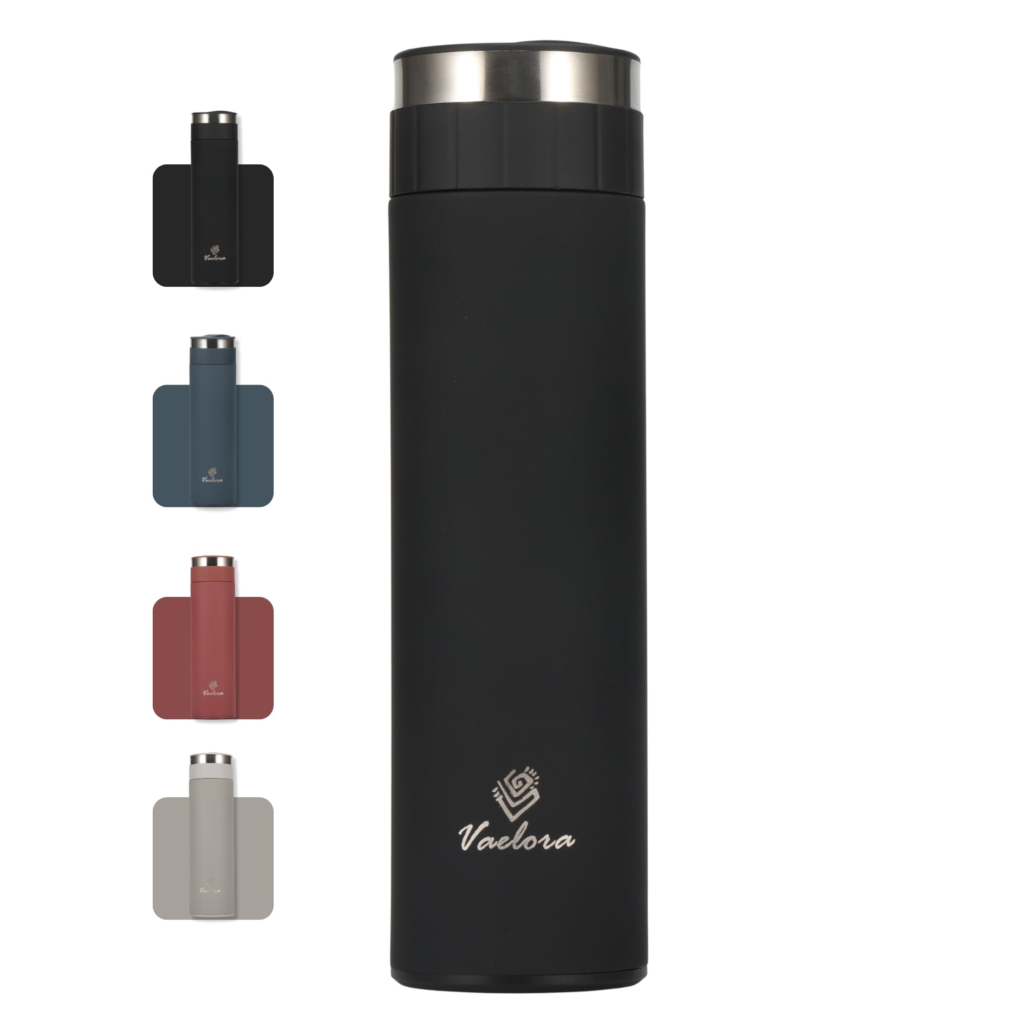 Insulated Stainless Steel Water Bottle - 20 Hour Cold & 10 Hour Hot Retention - Leakproof Thermal Flask for Hot & Cold Drinks - BPA Free Metal Water Bottle for Sports, Gym, Hiking - 450ml