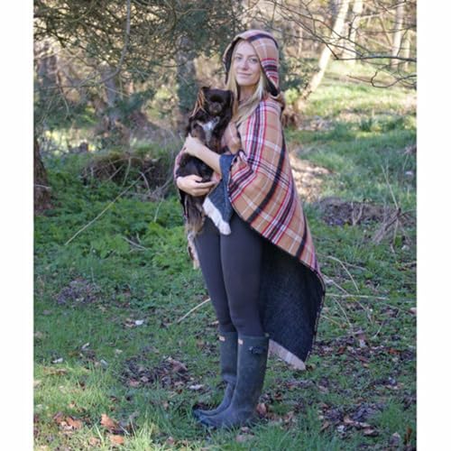 Image of Glen Appin Tartan Design Hooded Poncho Soft Feel Warm Double Sided Traditional (One Size, Camel)