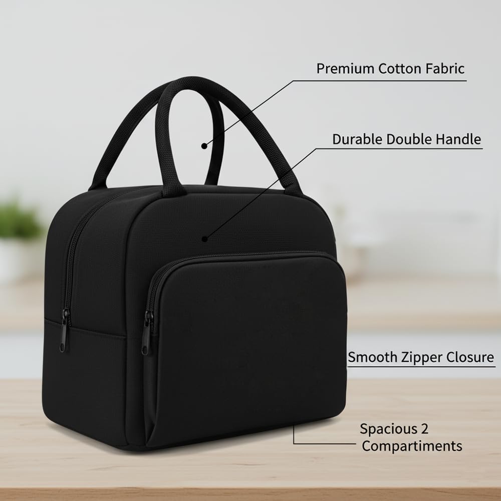 ECOCARRY Premium Black Lunch Bag for Office | Black Lunch Bag for ECOCARRY Premium Black Lunch Bag for Office | Black Lunch Bag for