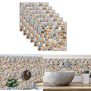 Yueser Tegelstickers, 24 stuks, zelfklevende 3D-plaktegels, waterdicht, tegelstickers voor keuken, badkamer, decoratieve…