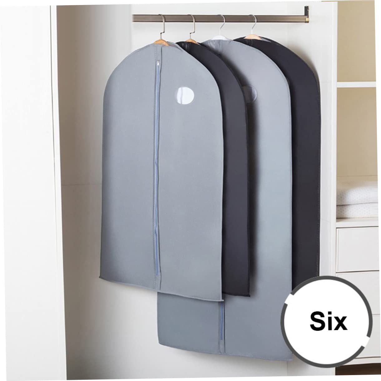 KOMBIUDA 6 Fundas Protectoras de Ropa Transpirables para Trajes y Abrigos, Almacenamiento Organizado y Protección Polvo, Color Gris