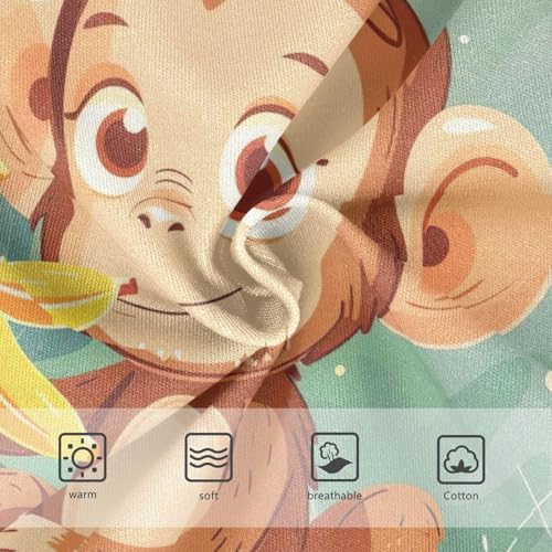 Cute Cartoon Monkey Green Panties for Girls, Toddler Girl Panties, Cotton Girls Underwear, 2–8 Years3