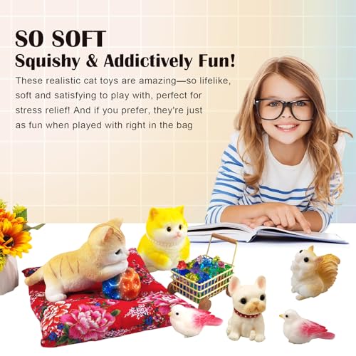 Image of Big Hand Painted Cat Squishy Toys,Large Cute Ultra Soft Kitty Squeeze Fidget Toys for Stress Relief ,Kawaii Squishies Sticky Animal Toys for Adults Kids,Decompression Sensory Balls (Congratulations)
