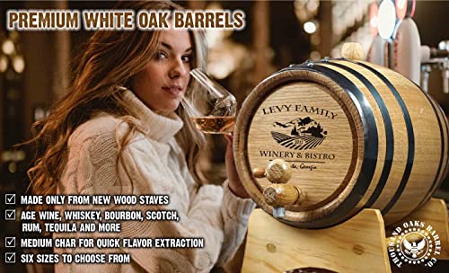 Personalized 2.5 Gallon Oak Aging Barrel (10 Liter) with Stand, Bung and Spigot - For The Home Brewer, Distiller, Wine Maker and Cocktail Aging Bartender (B314)