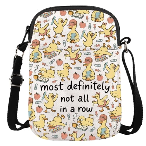 Mental Health Awareness Gift Therapist Gift Most Definitely Not All In a Row Funny Duck Mental Health Crossbody Bag