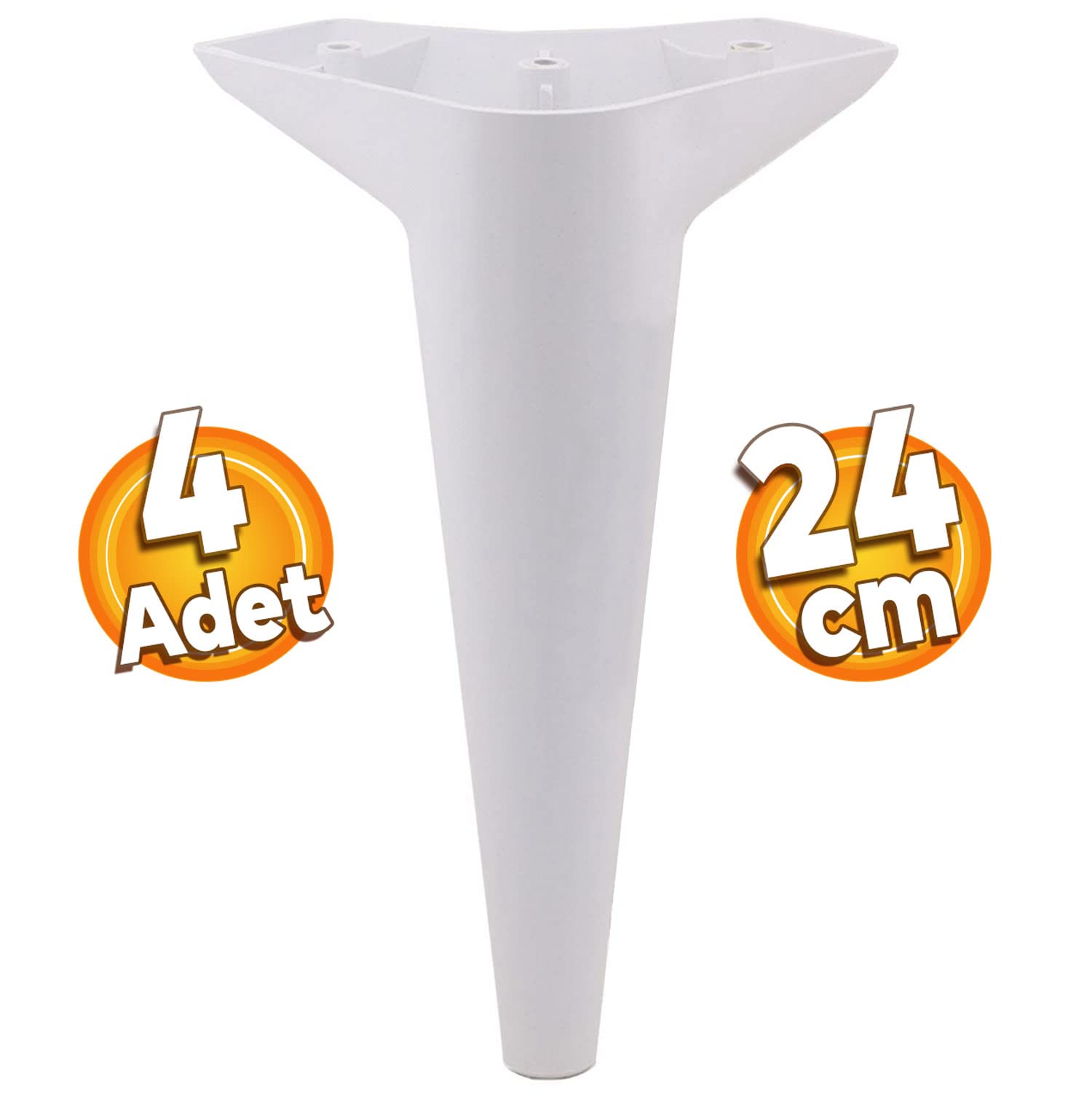 Badem10 Aspen 4 ADET Lüks Mobilya Kanepe Sehpa TV Ünitesi Koltuk Ayağı 24 cm Beyaz Baza Ayak