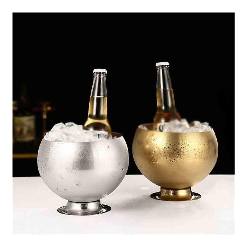 Secchiello per Il Ghiaccio, Secchiello for Pellet di Ghiaccio for Champagne, Birra, Vino, Comodo Secchiello for Vino, Bevande refrigerate Creative per casa, Feste, Uso Quotidiano(Gold)