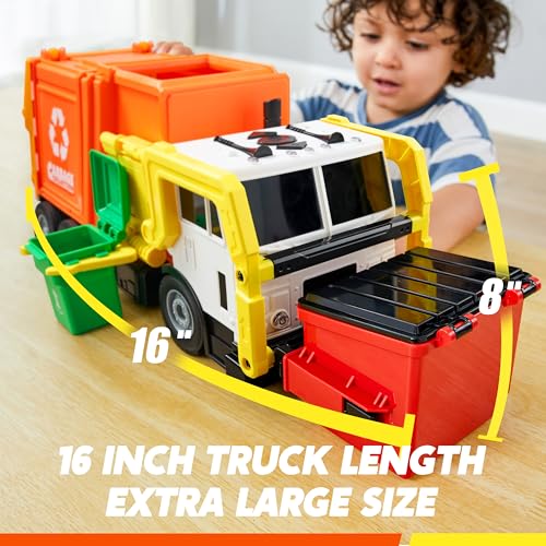 JOYIN Müllauto Spielzeug mit Lichtern und Sound,40cm Großer Müllwagen Spielzeug ab 3 4 5 6 7 Jahre… – Ansicht 2