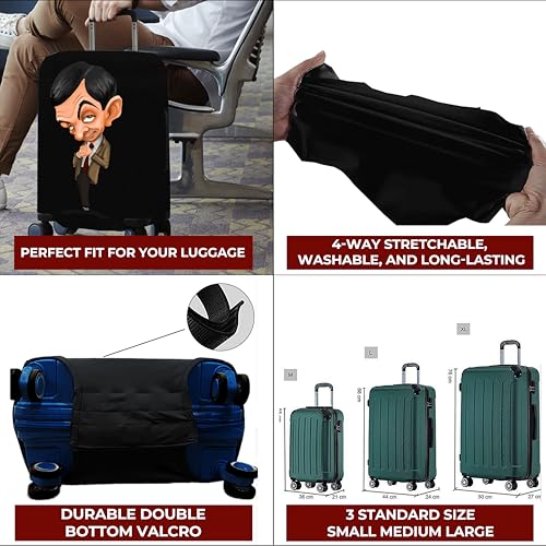 Image of WanderWraps Spendex Polyester Protective Luggage Cover | Hard Luggage Trolley Bag Cover | Washable | Dust Proof | Stretchable | M - 24 inch | Mr Bean