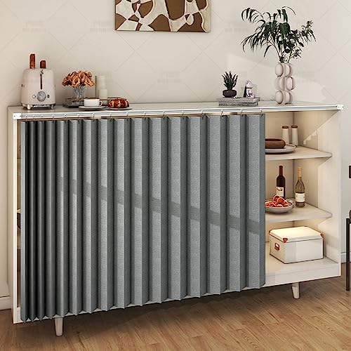 Cortina texturizada gris para ventana de cocina, cortina debajo del fregadero, cortina de media ventana, cortinas de lino artificial con riel, 80 x 50 cm (ancho x alto)