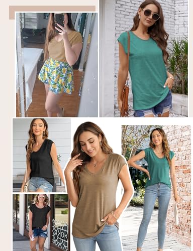 Auruza Womens Tank Top Summer Tops Cap Sleeve T Shirt Casual Loose Fitting Shirts Trendy Basic Tee Shirts 2024 thumb #6