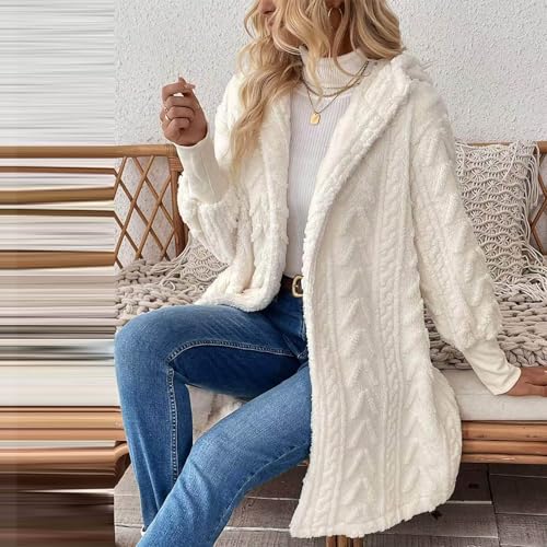 Ladies Thermal Fuzzy Hooded Cardigan Basic Jackets Hooded Outfit for Women Long Sleeve Winter Fall 2025 Trendy Y2K4