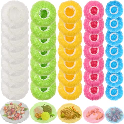 70 Pcs Bowl Covers, 5 Size Plastic Food Covers with Elastic, Colors Bowl Reusable, Alternative to Foil, Fresh Keeping, Disposable Dish wraps for Food Storage, Bread Proofing and Bugs Prevention by Sublaga - Used condition - US$8.90