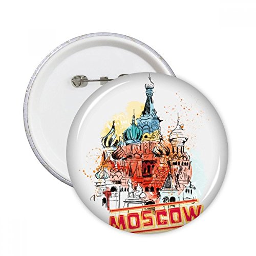 Badge Moscou Russie en lot de 5 broches rondes multicolores pour décoration