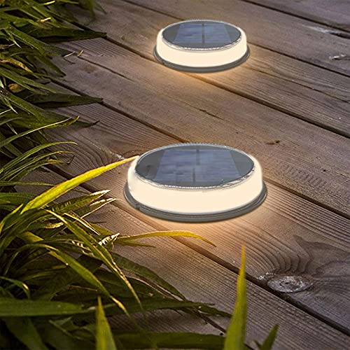 2 db LED napelemes talajlámpák kertre, vízálló kültéri napelemes koronglámpák ösvényre, udvari sétányra, teraszra, gyepre, ösvényre, padlóra, LED-es lámpák_voghion.com