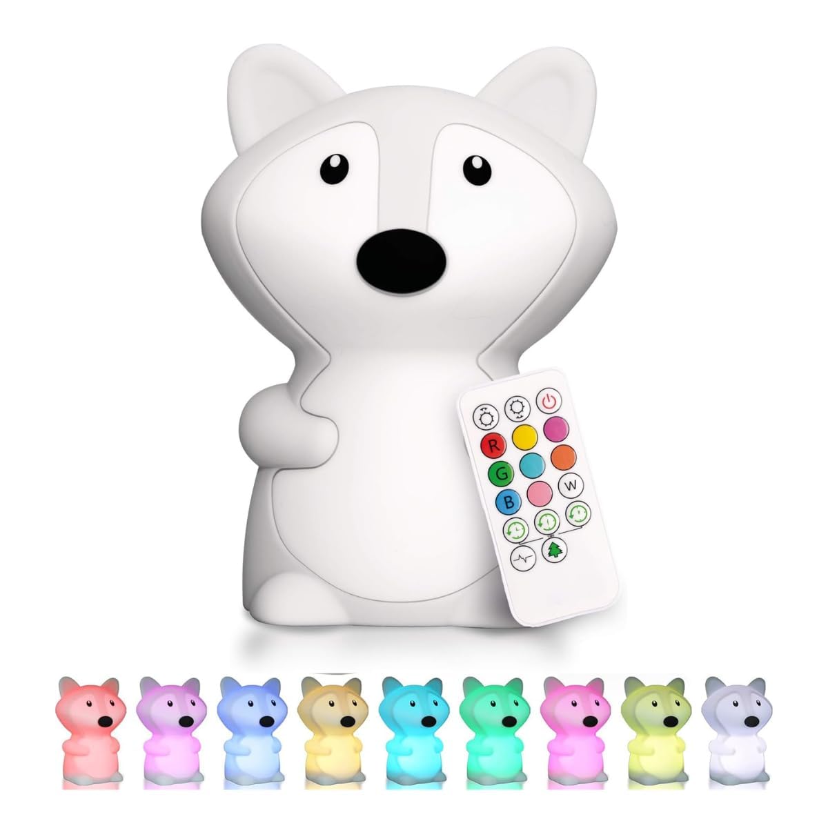 Cute Fox Night Lamp For Kids, Rechargeable Touch Silicone LED Nursery Light for Toddlers, Squishy Beside Lamp for Kids Room, Color Changing Kawaii Lamp For Kids, Birthday & Christmas Gift (FOX)