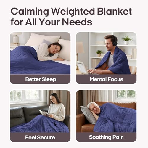 Image of ZonLi Weighted Blanket for Adults (60 inchx80 inch, 20lbs, Dusk Blue) Queen Size High Breathability Cooling Heavy Blanket, Soft Material with Premium Glass Beads, All-Season, Easy Care