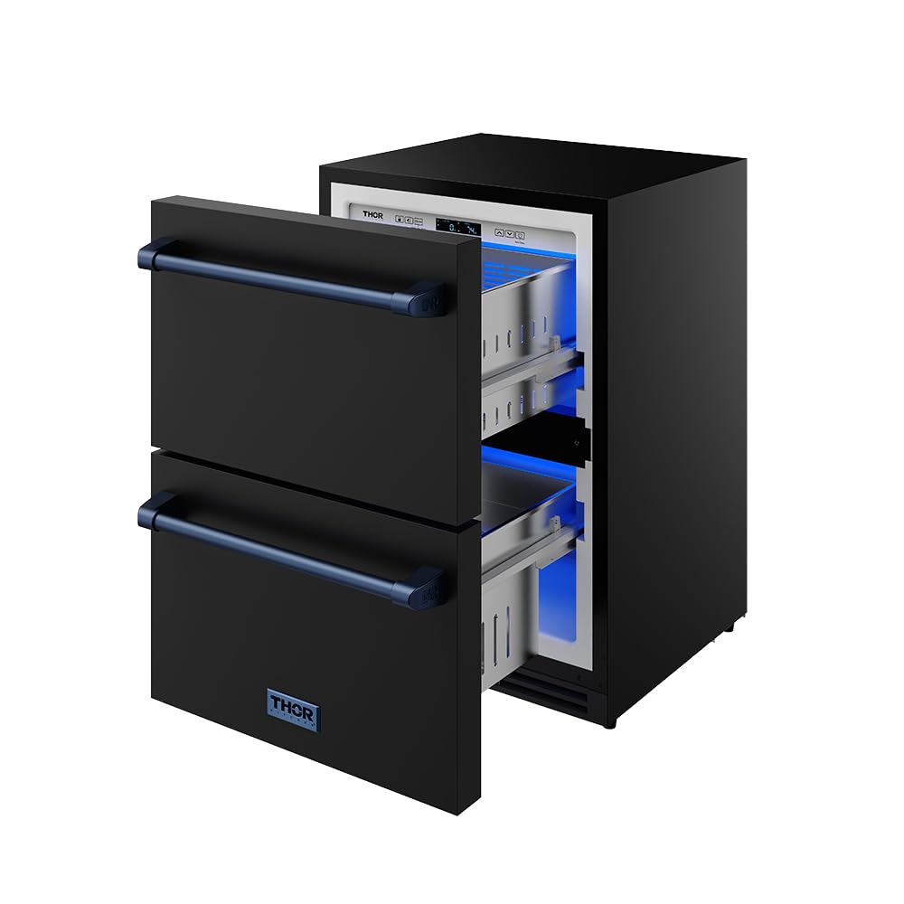 Gordon Ramsay By Thor Kitchen 24 Inch Undercounter Built In/Freestanding Drawer Freezer In Black And Blue on Fridge.com - View 6
