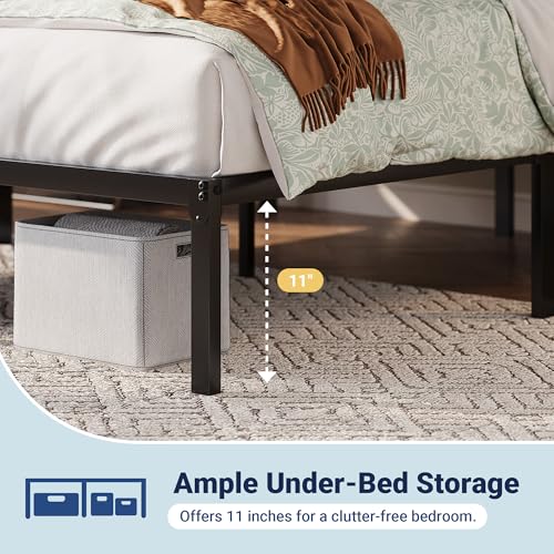 Image of Allewie Full Size Bed Frame, 12 Inch Metal Platform Beds with Storage Space, No Box Spring Required and Easy Assembly, Black