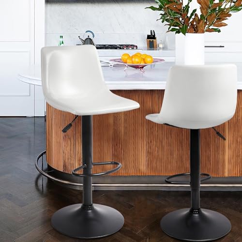 Image of Waleaf Adjustable Bar Stools Set of 4, Modern Faux Leather Swivel Barstools
