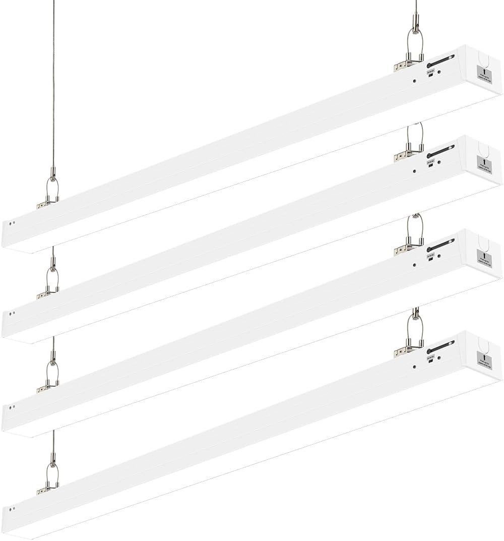 DAKASON 4FT Linkable LED Linear Light, 40W Replacing 120W, 3000K/4000K/5000K CCT Selectable, Commercial Linear Lighting Fixture for Office, Dimmable Suspended/Flush Mount Light, White 4 Pack White 4FT-4Pack
