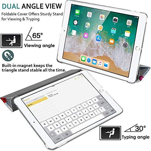 Image of DuraSafe Cases for iPad PRO 12.9 Inch 4th [ Pro 12.9 4 Generation 2020 ] A2229 A2069 MY2H2HN /A MY2J2HN /A Trifold Printed PC Lightweight Protective Clear Back Cover - Birds & Flowers