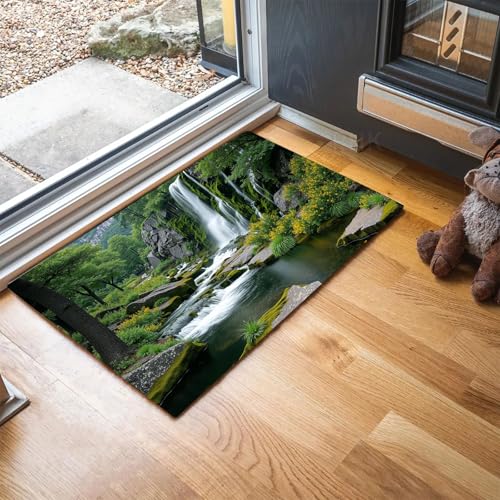 Tapis entrée intérieur antidérapant vert sauge forestier
