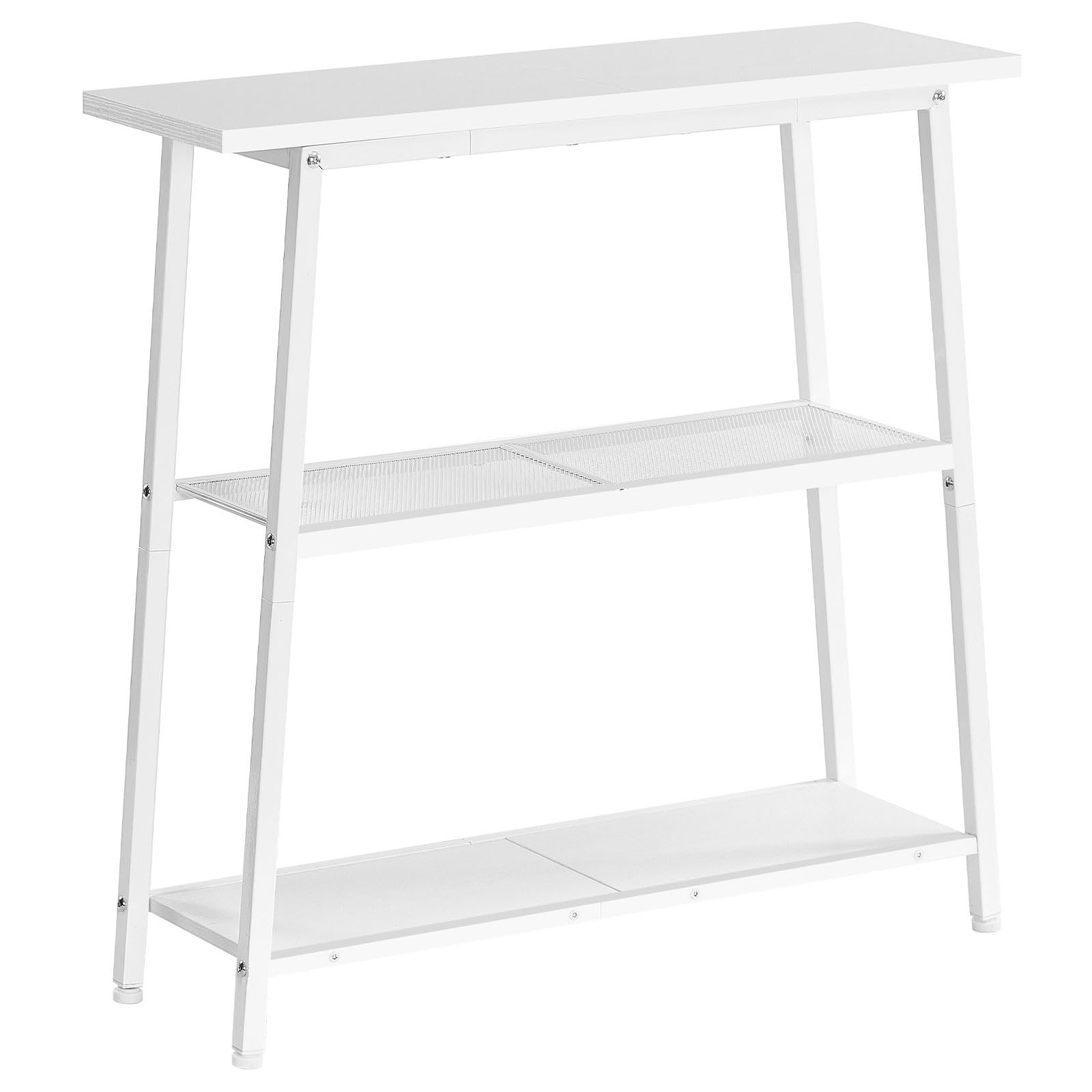 HOOBRO Table d’Entrée à 3 Niveaux, Console, Table d’Appoint Étroite, Table de Canapé avec Étagères Ouvertes, Petite Table de Réception, pour Entrée, Couloir, Salon, Blanc EWW62XG01