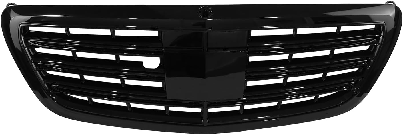 Front Bumper Upper Grille Grill Compatible with 2014-2020 Mercedes Benz W222 S-Class S560 S450 S600, Gloss Black