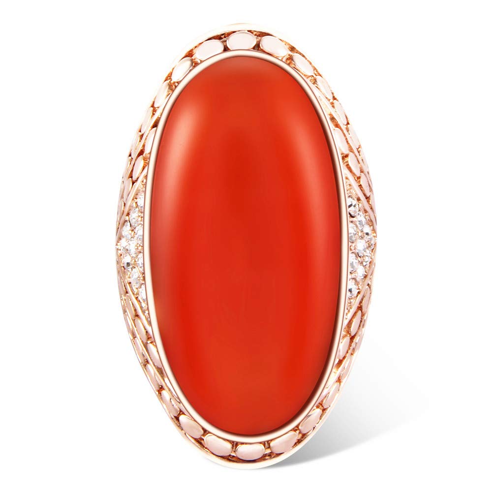 AjojewelLuxury Big Opal Single Stone Orange Rings for Women and Men CZ Engagement Ring