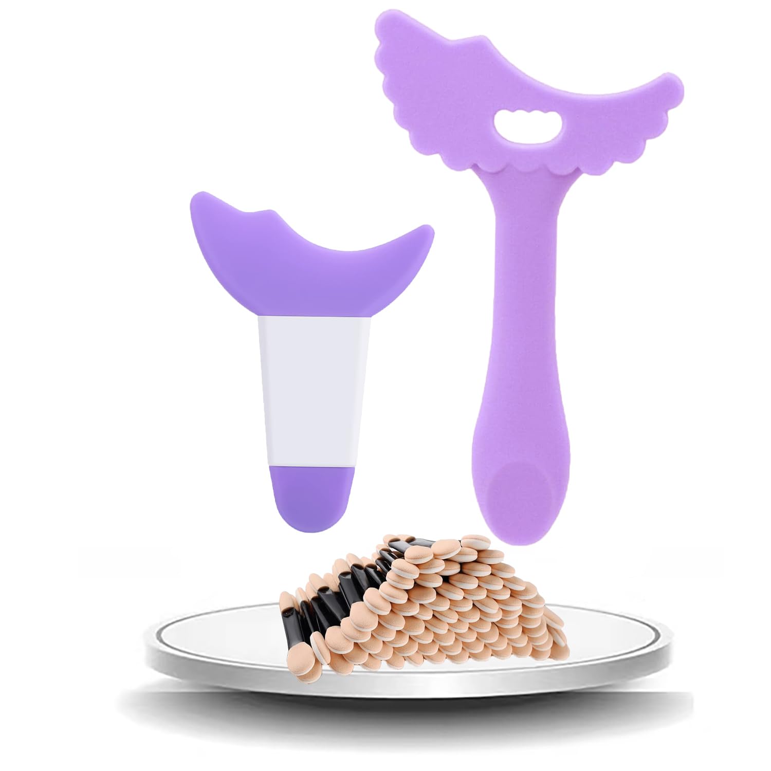 YouheatEye Makeup Stencils Silicone Mascara Shield With 10pcs Eyeshadow Sponge Eyeliner Helper Lipstick Aid Applicator Guide Tool for Beginner Purple