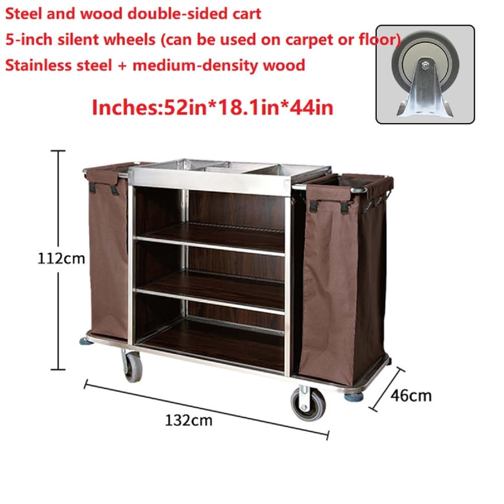 Carrello multiuso per la pulizia con sacchetti di tela rimovibili, ruote di bloccaggio, ideale per hotel e appartamenti, versatile carrello multiuso per una pulizia efficiente