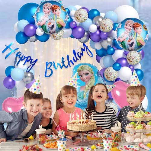 Image of Rozi Decoration Happy Birthday Decoration Frozen Theme Set of 71 Pcs Frozen Birthday Decoration Items for Girl | Elsa Theme Birthday Parties Decorations | Princess Birthday Decoration