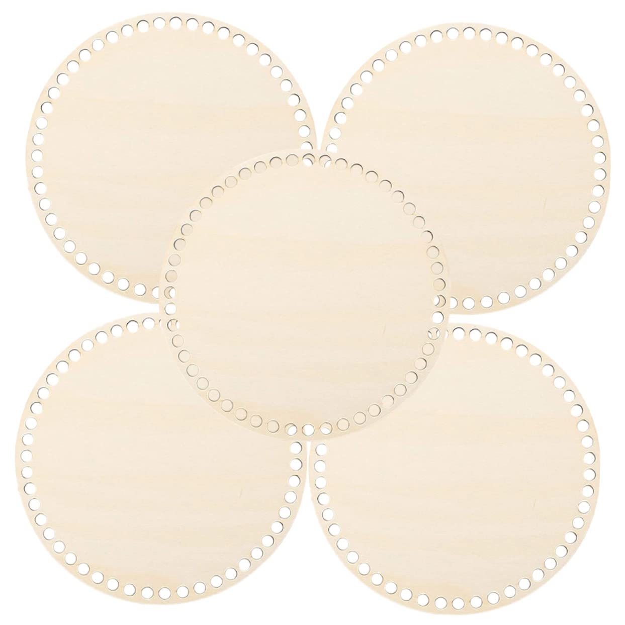 ARTIBETTER 5Pcs Wooden Bag Bottoms for Crochet Projects Pre Drilled Basket Weaving Base Shape for Handbags and Shoulder Bags for Craft Making