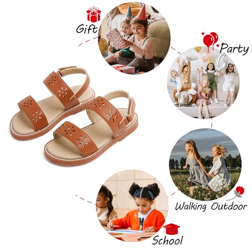 Image of PHIRAMIN Toddler Girl Sandals - Flower Girl Dress Shoes Open Toe Little Kid Flats