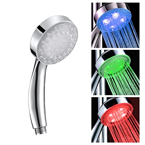 Pommeau de douche LED pour salle de bain, 3 changements de couleur, lumière à incandescence d'eau, capteur de température, pommeau de douche, contrôle de...