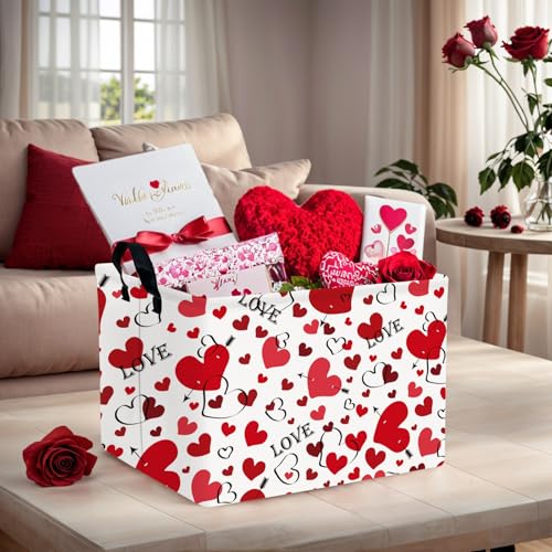 Image of Valentine's Day Basket Gift for Empty Cute Heart Large Storage Bin for Kid and Baby Room Decor (Love Arrow Heart)